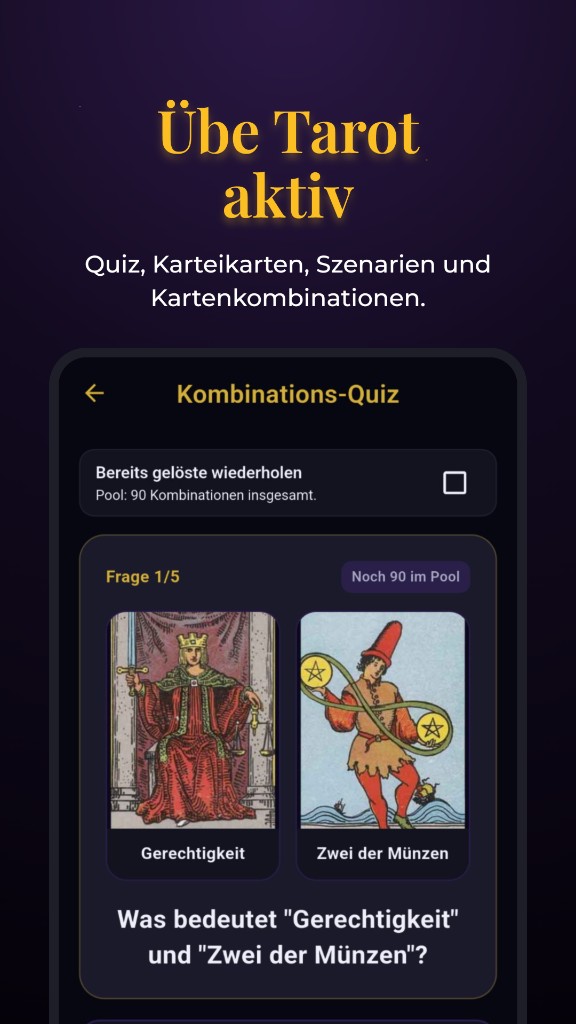 Tarot lernen Quiz und Übungen